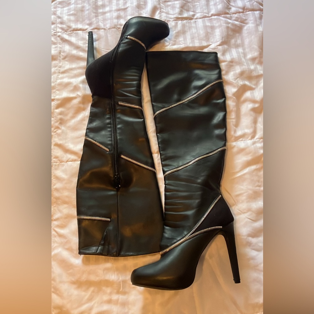 Sexy tall over the knee black boots